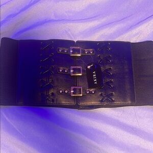 AKIRA Black Lace-Up Corset Belt